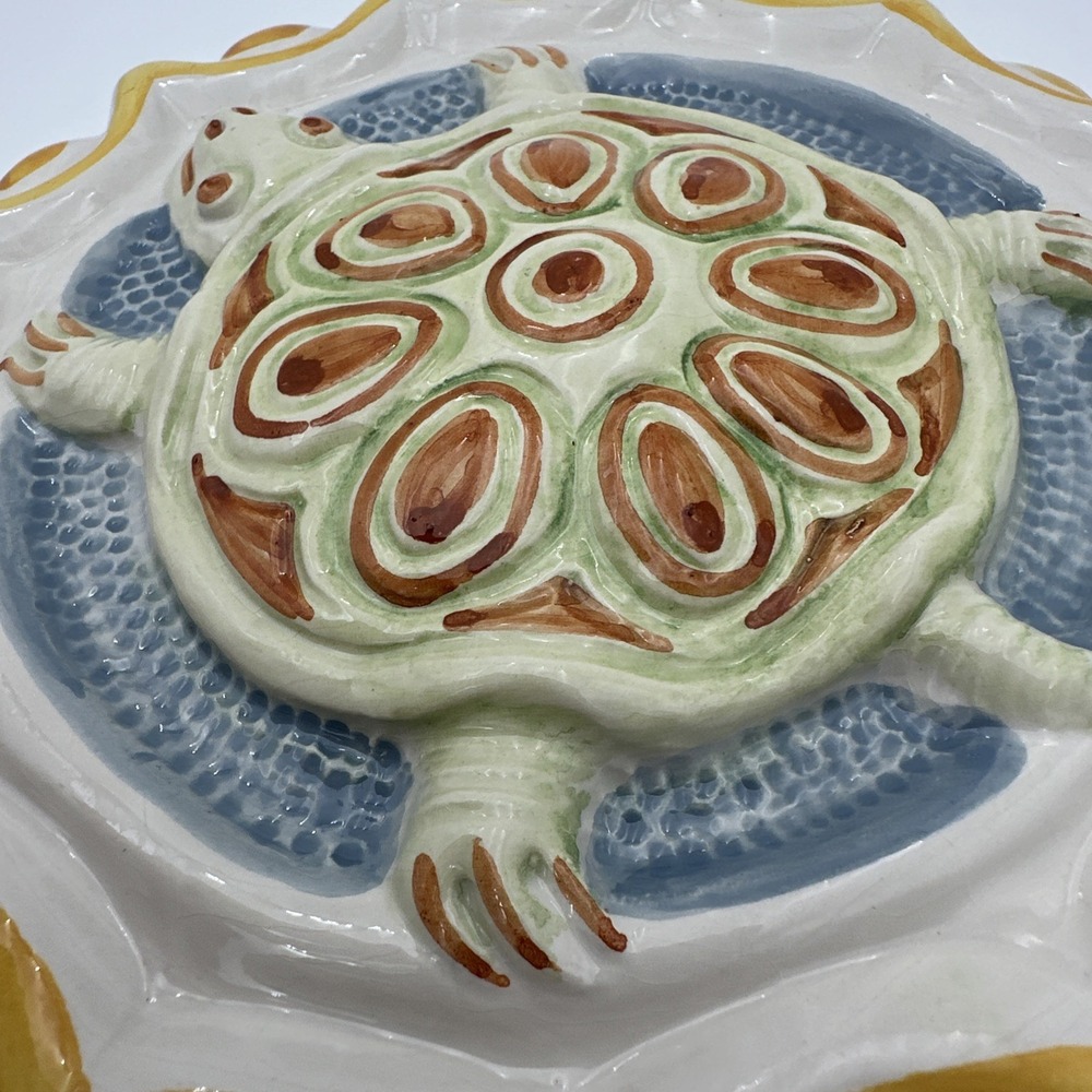 Mei-Elmar Imports Turtle Ceramic Wall Hanging Mold Italy White Green K3370 - Picture 3 of 11